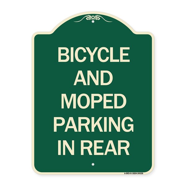 Signmission Bicycle and Moped Parking in Rear Heavy-Gauge Aluminum Architectural Sign, 24" x 18", G-1824-24326 A-DES-G-1824-24326 - main